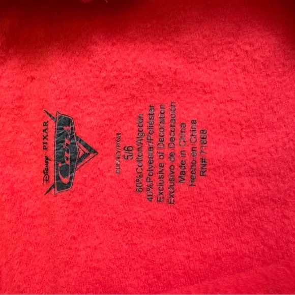 Disney Cars Zip Up Hoodie Hoody Boys 5 6 Sweatshirt McQueen - Picture 4 of 7